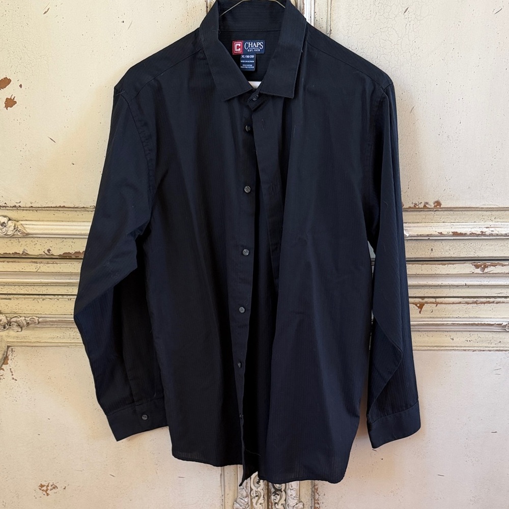 Chaps Men's Black Long Sleeve Dress Shirt